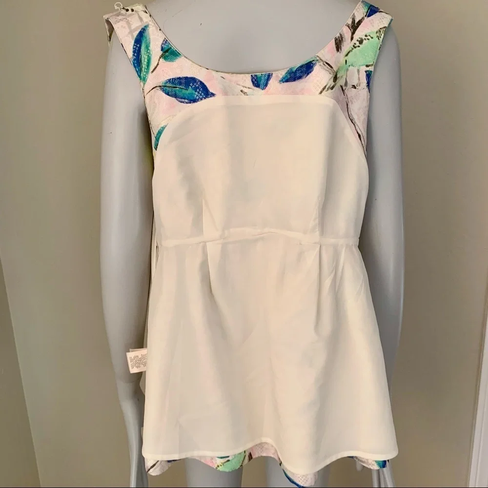 Anthropologie Leifsdottir Peplum Brocade Top Bird Pattern Metallic Sleeveless 0 - Picture 15 of 16